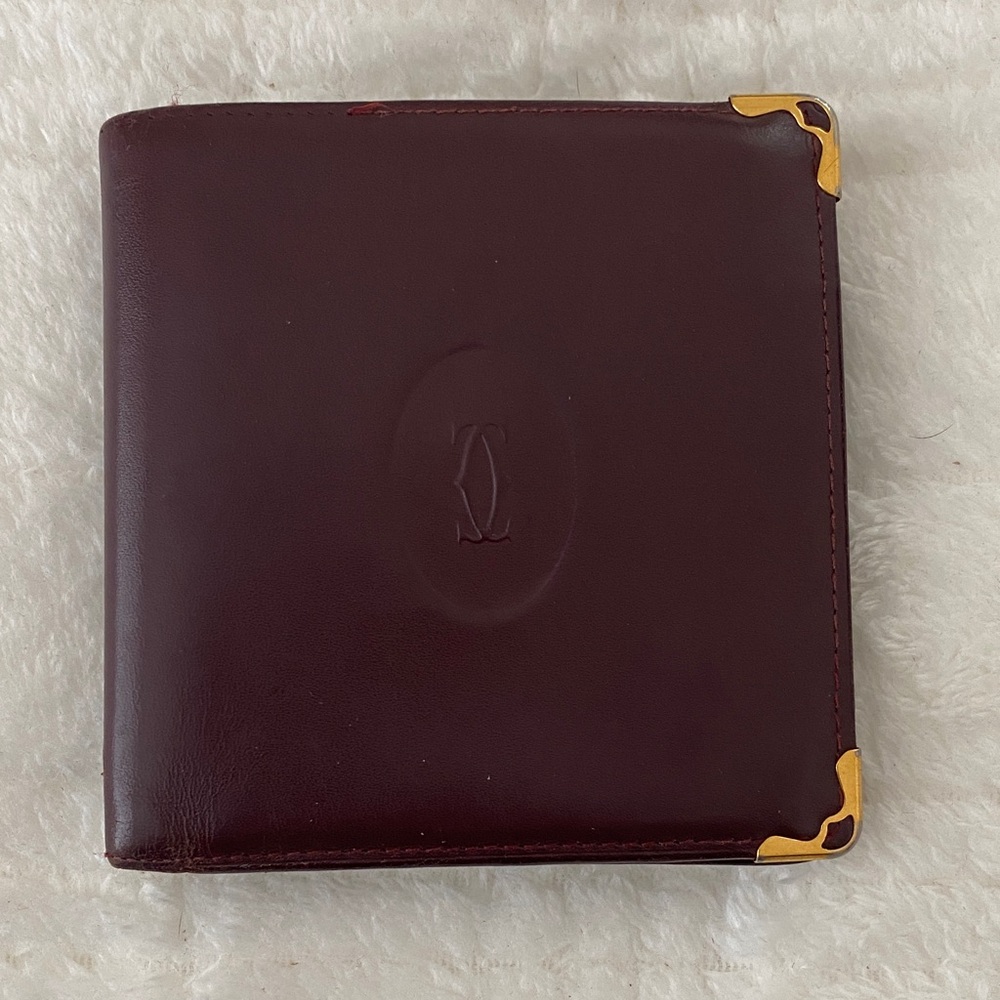 Cartier Burgundy Leather wallet  with Gold Details